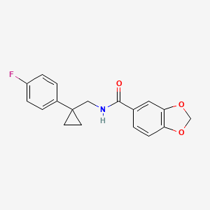 molecular formula C18H16FNO3 B2747032 N-((1-(4-fluorophenyl)cyclopropyl)methyl)benzo[d][1,3]dioxole-5-carboxamide CAS No. 1049435-56-4