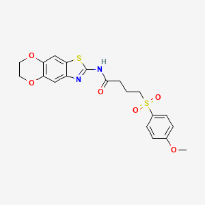 molecular formula C20H20N2O6S2 B2747085 N-(6,7-dihydro-[1,4]dioxino[2,3-f][1,3]benzothiazol-2-yl)-4-(4-methoxyphenyl)sulfonylbutanamide CAS No. 941950-54-5