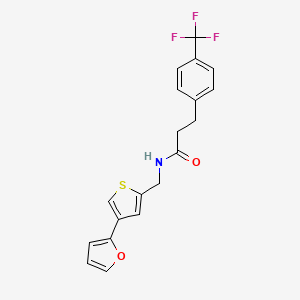 molecular formula C19H16F3NO2S B2747095 N-{[4-(furan-2-yl)thiophen-2-yl]methyl}-3-[4-(trifluoromethyl)phenyl]propanamide CAS No. 2379993-38-9
