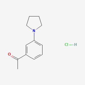 molecular formula C12H16ClNO B2747117 1-[3-(1-Pyrrolidinyl)phenyl]ethanone hydrochloride CAS No. 1255717-57-7; 56915-85-6