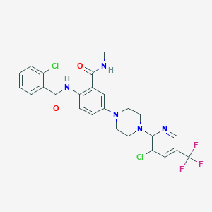 molecular formula C25H22Cl2F3N5O2 B2747119 2-[(2-chlorobenzoyl)amino]-5-{4-[3-chloro-5-(trifluoromethyl)-2-pyridinyl]piperazino}-N-methylbenzenecarboxamide CAS No. 2058813-27-5