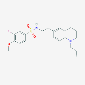 molecular formula C21H27FN2O3S B2747132 3-fluoro-4-methoxy-N-(2-(1-propyl-1,2,3,4-tetrahydroquinolin-6-yl)ethyl)benzenesulfonamide CAS No. 955777-63-6