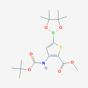molecular formula C17H26BNO6S B2747172 Methyl 3-((tert-butoxycarbonyl)amino)-5-(4,4,5,5-tetramethyl-1,3,2-dioxaborolan-2-yl)thiophene-2-carboxylate CAS No. 2377606-49-8