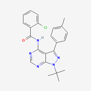 molecular formula C23H22ClN5O B2747210 N-[1-tert-butyl-3-(4-methylphenyl)pyrazolo[3,4-d]pyrimidin-4-yl]-2-chlorobenzamide CAS No. 477859-18-0