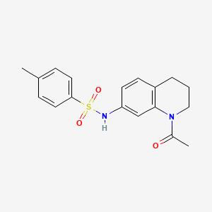 molecular formula C18H20N2O3S B2747244 N-(1-acetyl-1,2,3,4-tetrahydroquinolin-7-yl)-4-methylbenzene-1-sulfonamide CAS No. 898465-49-1