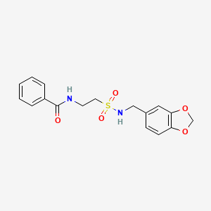 molecular formula C17H18N2O5S B2747306 N-(2-{[(2H-1,3-benzodioxol-5-yl)methyl]sulfamoyl}ethyl)benzamide CAS No. 899997-08-1