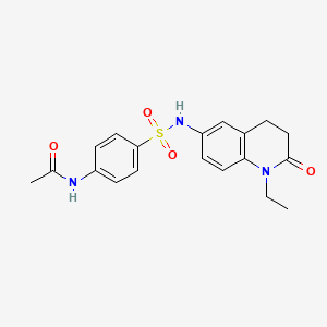 molecular formula C19H21N3O4S B2747357 N-{4-[(1-ethyl-2-oxo-1,2,3,4-tetrahydroquinolin-6-yl)sulfamoyl]phenyl}acetamide CAS No. 922105-04-2