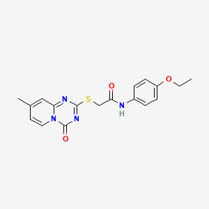 molecular formula C18H18N4O3S B2747378 N-(4-ethoxyphenyl)-2-({8-methyl-4-oxo-4H-pyrido[1,2-a][1,3,5]triazin-2-yl}sulfanyl)acetamide CAS No. 896330-05-5