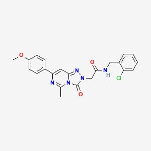 molecular formula C22H20ClN5O3 B2747385 N-[(2-chlorophenyl)methyl]-2-[7-(4-methoxyphenyl)-5-methyl-3-oxo-2H,3H-[1,2,4]triazolo[4,3-c]pyrimidin-2-yl]acetamide CAS No. 1251704-70-7