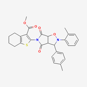 molecular formula C29H28N2O5S B2747420 methyl 2-[2-(2-methylphenyl)-3-(4-methylphenyl)-4,6-dioxo-hexahydro-2H-pyrrolo[3,4-d][1,2]oxazol-5-yl]-4,5,6,7-tetrahydro-1-benzothiophene-3-carboxylate CAS No. 1005093-66-2