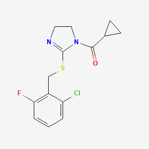 (2-((2-chloro-6-fluorobenzyl)thio)-4,5-dihydro-1H-imidazol-1-yl)(cyclopropyl)methanone