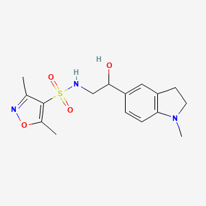 molecular formula C16H21N3O4S B2747471 N-(2-hydroxy-2-(1-methylindolin-5-yl)ethyl)-3,5-dimethylisoxazole-4-sulfonamide CAS No. 1706041-12-4