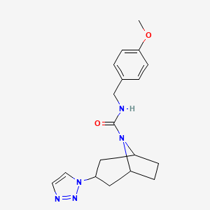molecular formula C18H23N5O2 B2747475 N-[(4-methoxyphenyl)methyl]-3-(1H-1,2,3-triazol-1-yl)-8-azabicyclo[3.2.1]octane-8-carboxamide CAS No. 2319788-75-3