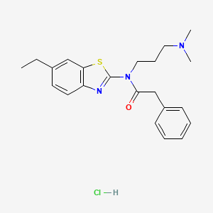 molecular formula C22H28ClN3OS B2747563 N-(3-(dimethylamino)propyl)-N-(6-ethylbenzo[d]thiazol-2-yl)-2-phenylacetamide hydrochloride CAS No. 1215318-98-1