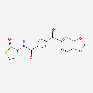 molecular formula C16H16N2O5S B2747572 1-(2H-1,3-benzodioxole-5-carbonyl)-N-(2-oxothiolan-3-yl)azetidine-3-carboxamide CAS No. 1396802-26-8