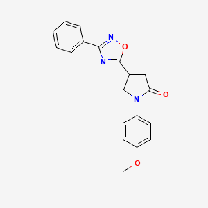 molecular formula C20H19N3O3 B2747576 1-(4-Ethoxyphenyl)-4-(3-phenyl-1,2,4-oxadiazol-5-yl)pyrrolidin-2-one CAS No. 941961-19-9