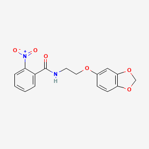 molecular formula C16H14N2O6 B2747586 N-(2-(benzo[d][1,3]dioxol-5-yloxy)ethyl)-2-nitrobenzamide CAS No. 1170554-00-3