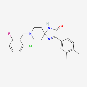 molecular formula C22H23ClFN3O B2747598 8-[(2-Chloro-6-fluorophenyl)methyl]-3-(3,4-dimethylphenyl)-1,4,8-triazaspiro[4.5]dec-3-EN-2-one CAS No. 1189663-34-0