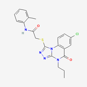 molecular formula C21H20ClN5O2S B2747602 2-({7-chloro-5-oxo-4-propyl-4H,5H-[1,2,4]triazolo[4,3-a]quinazolin-1-yl}sulfanyl)-N-(2-methylphenyl)acetamide CAS No. 1111176-10-3