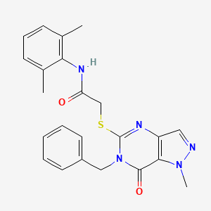molecular formula C23H23N5O2S B2747622 2-({6-benzyl-1-methyl-7-oxo-1H,6H,7H-pyrazolo[4,3-d]pyrimidin-5-yl}sulfanyl)-N-(2,6-dimethylphenyl)acetamide CAS No. 1286878-76-9