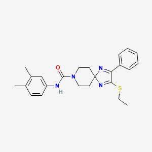 molecular formula C24H28N4OS B2747627 N-(3,4-dimethylphenyl)-2-(ethylthio)-3-phenyl-1,4,8-triazaspiro[4.5]deca-1,3-diene-8-carboxamide CAS No. 1358235-34-3