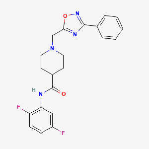molecular formula C21H20F2N4O2 B2747642 N-(2,5-Difluorophenyl)-1-[(3-phenyl-1,2,4-oxadiazol-5-YL)methyl]piperidine-4-carboxamide CAS No. 1428367-09-2