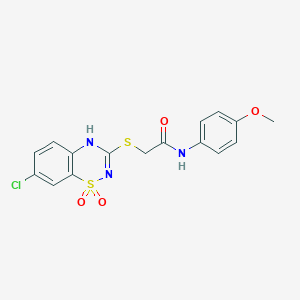 2-((7-chloro-1,1-dioxido-4H-benzo[e][1,2,4]thiadiazin-3-yl)thio)-N-(4-methoxyphenyl)acetamide