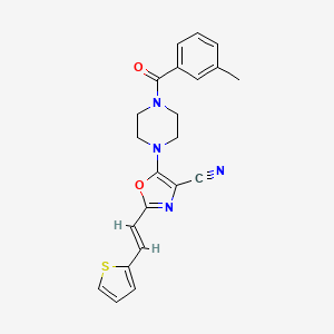 (E)-5-(4-(3-methylbenzoyl)piperazin-1-yl)-2-(2-(thiophen-2-yl)vinyl)oxazole-4-carbonitrile