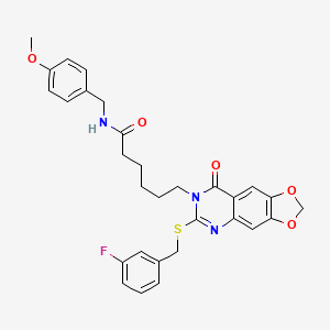 6-[6-[(3-fluorobenzyl)thio]-8-oxo[1,3]dioxolo[4,5-g]quinazolin-7(8H)-yl]-N-(4-methoxybenzyl)hexanamide
