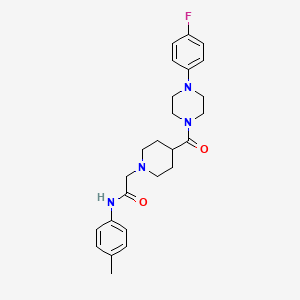 B2747697 2-(4-(4-(4-fluorophenyl)piperazine-1-carbonyl)piperidin-1-yl)-N-(p-tolyl)acetamide CAS No. 941928-81-0