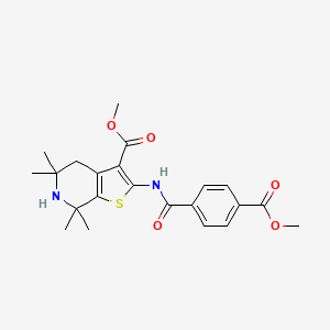 molecular formula C22H26N2O5S B2747706 methyl 2-[4-(methoxycarbonyl)benzamido]-5,5,7,7-tetramethyl-4H,5H,6H,7H-thieno[2,3-c]pyridine-3-carboxylate CAS No. 896680-14-1