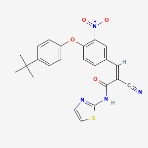 molecular formula C23H20N4O4S B2747744 (Z)-3-[4-(4-Tert-butylphenoxy)-3-nitrophenyl]-2-cyano-N-(1,3-thiazol-2-yl)prop-2-enamide CAS No. 730994-15-7