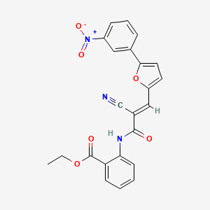 B2747922 (E)-ethyl 2-(2-cyano-3-(5-(3-nitrophenyl)furan-2-yl)acrylamido)benzoate CAS No. 327062-76-0