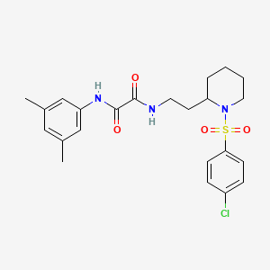 molecular formula C23H28ClN3O4S B2747934 N-{2-[1-(4-chlorobenzenesulfonyl)piperidin-2-yl]ethyl}-N'-(3,5-dimethylphenyl)ethanediamide CAS No. 898425-96-2