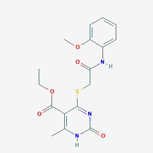 molecular formula C17H19N3O5S B2747951 ethyl 4-({[(2-methoxyphenyl)carbamoyl]methyl}sulfanyl)-6-methyl-2-oxo-1,2-dihydropyrimidine-5-carboxylate CAS No. 899749-36-1