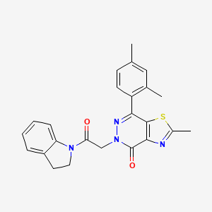 molecular formula C24H22N4O2S B2747963 5-[2-(2,3-dihydro-1H-indol-1-yl)-2-oxoethyl]-7-(2,4-dimethylphenyl)-2-methyl-4H,5H-[1,3]thiazolo[4,5-d]pyridazin-4-one CAS No. 942004-11-7