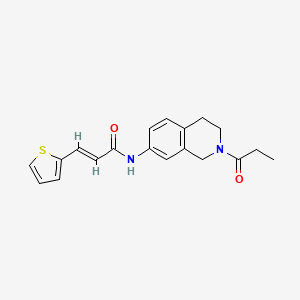 molecular formula C19H20N2O2S B2747970 (E)-N-(2-propionyl-1,2,3,4-tetrahydroisoquinolin-7-yl)-3-(thiophen-2-yl)acrylamide CAS No. 1331451-52-5