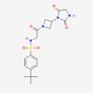 molecular formula C18H24N4O5S B2747982 4-(tert-butyl)-N-(2-(3-(2,5-dioxoimidazolidin-1-yl)azetidin-1-yl)-2-oxoethyl)benzenesulfonamide CAS No. 2034364-20-8
