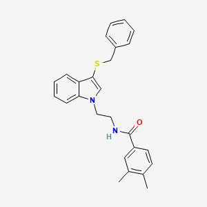 molecular formula C26H26N2OS B2747983 N-{2-[3-(benzylsulfanyl)-1H-indol-1-yl]ethyl}-3,4-dimethylbenzamide CAS No. 532974-68-8