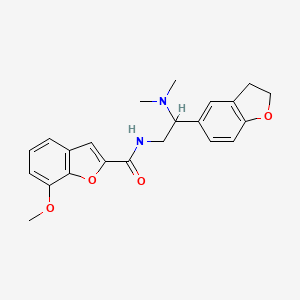 molecular formula C22H24N2O4 B2748016 N-[2-(2,3-DIHYDRO-1-BENZOFURAN-5-YL)-2-(DIMETHYLAMINO)ETHYL]-7-METHOXY-1-BENZOFURAN-2-CARBOXAMIDE CAS No. 1428367-04-7