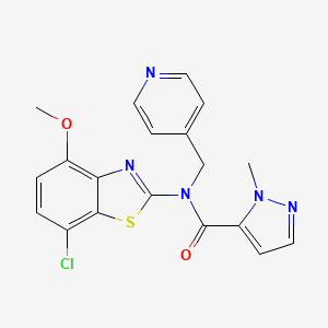 molecular formula C19H16ClN5O2S B2748030 N-(7-chloro-4-methoxy-1,3-benzothiazol-2-yl)-1-methyl-N-[(pyridin-4-yl)methyl]-1H-pyrazole-5-carboxamide CAS No. 1209311-66-9