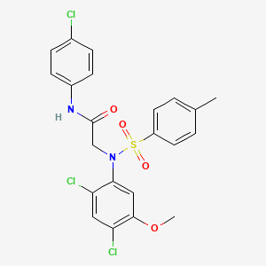 molecular formula C22H19Cl3N2O4S B2748040 N-(4-Chlorophenyl)-2-(2,4-dichloro-5-methoxy((4-methylphenyl)sulfonyl)anilino)acetamide CAS No. 338961-24-3