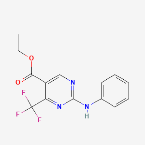 molecular formula C14H12F3N3O2 B2748044 Ethyl 2-(phenylamino)-4-(trifluoromethyl)pyrimidine-5-carboxylate CAS No. 187035-92-3