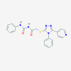 molecular formula C22H18N6O2S B274805 N-(phenylcarbamoyl)-2-[(4-phenyl-5-pyridin-4-yl-1,2,4-triazol-3-yl)sulfanyl]acetamide 