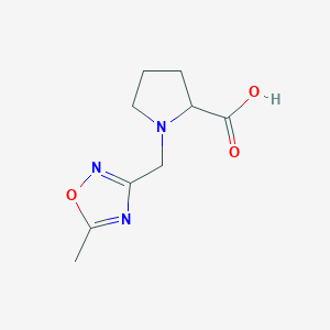 molecular formula C9H13N3O3 B2748055 1-[(5-Methyl-1,2,4-oxadiazol-3-yl)methyl]pyrrolidine-2-carboxylic acid CAS No. 1103985-85-8