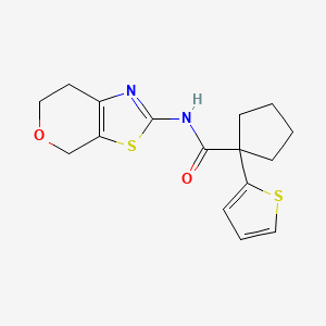 molecular formula C16H18N2O2S2 B2748061 N-(6,7-dihydro-4H-pyrano[4,3-d]thiazol-2-yl)-1-(thiophen-2-yl)cyclopentanecarboxamide CAS No. 1798525-33-3