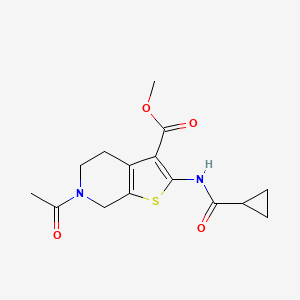molecular formula C15H18N2O4S B2748064 methyl 6-acetyl-2-cyclopropaneamido-4H,5H,6H,7H-thieno[2,3-c]pyridine-3-carboxylate CAS No. 864857-92-1