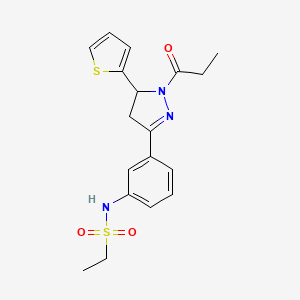 N-(3-(1-propionyl-5-(thiophen-2-yl)-4,5-dihydro-1H-pyrazol-3-yl)phenyl)ethanesulfonamide