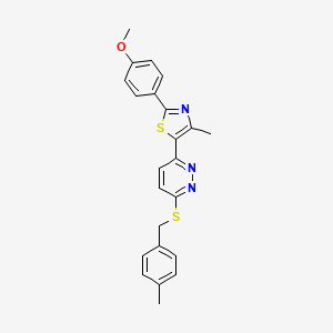 2-(4-Methoxyphenyl)-4-methyl-5-(6-((4-methylbenzyl)thio)pyridazin-3-yl)thiazole