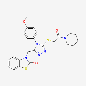 3-((4-(4-methoxyphenyl)-5-((2-oxo-2-(piperidin-1-yl)ethyl)thio)-4H-1,2,4-triazol-3-yl)methyl)benzo[d]thiazol-2(3H)-one